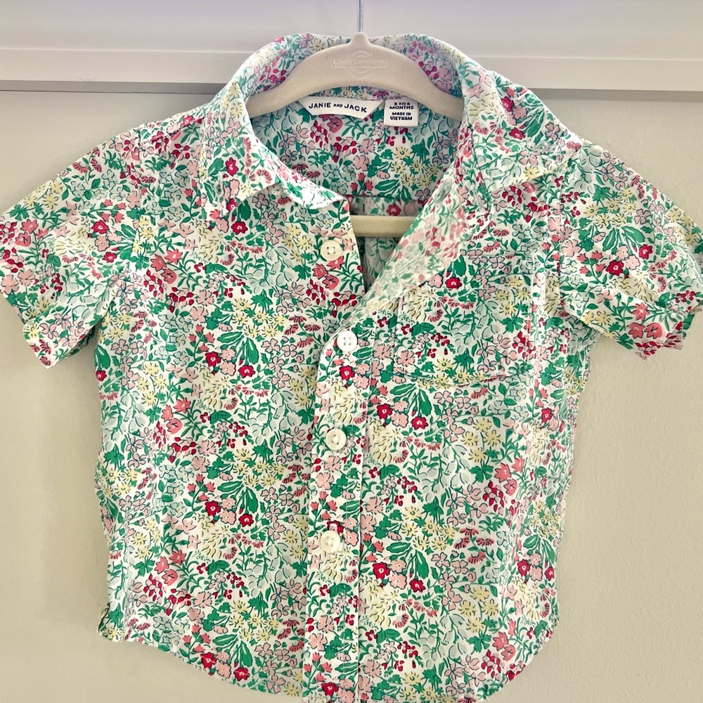Janie and Jack Spring/Easter floral short sleeve button down